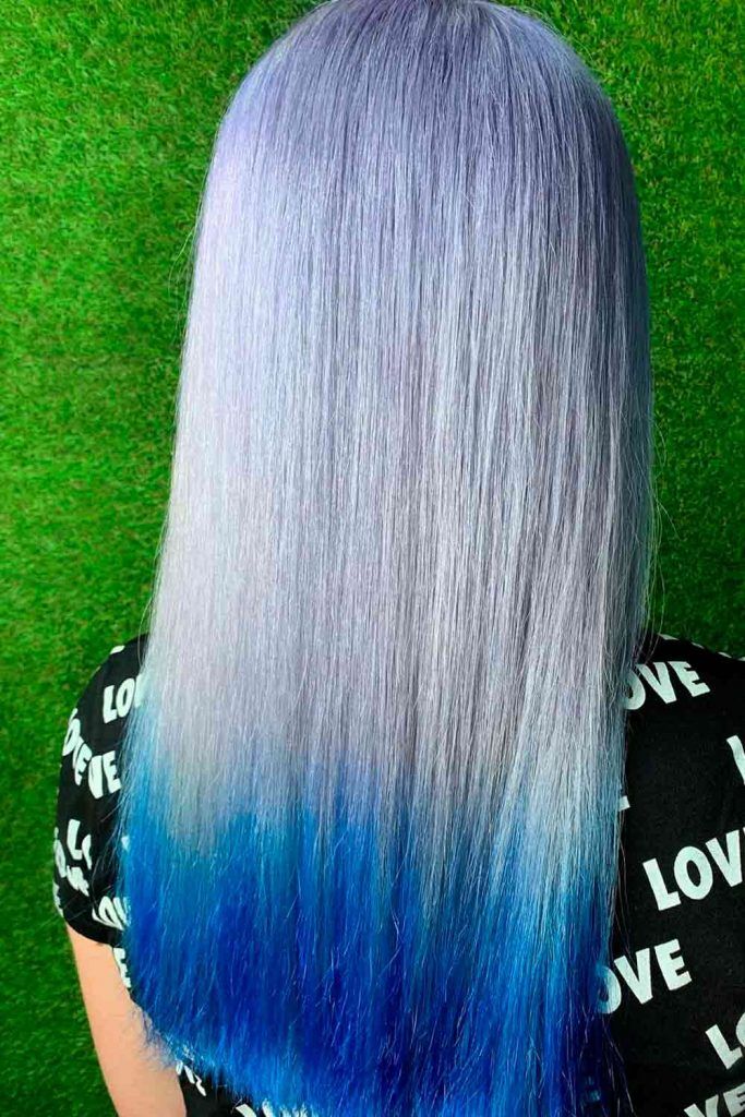 silver blue ombre hair