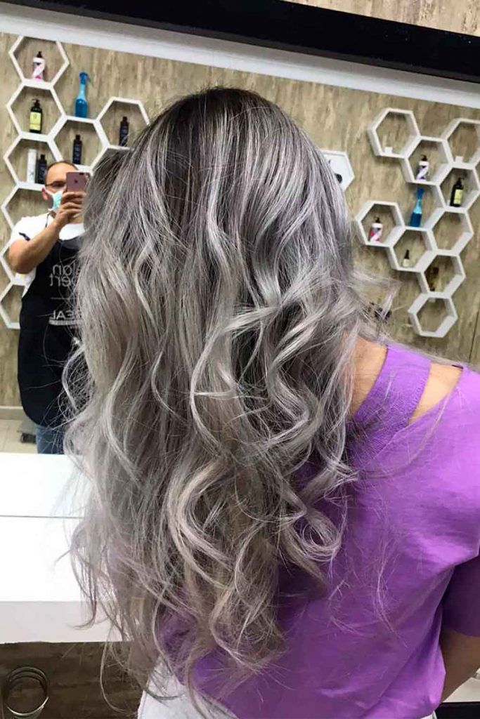 Curly Light Grey Ombre Hair