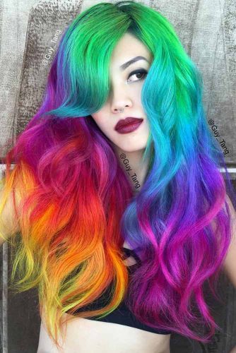 Layered Rainbow Waves #hairstyles #faceshape #longface #longhair #layeredhair