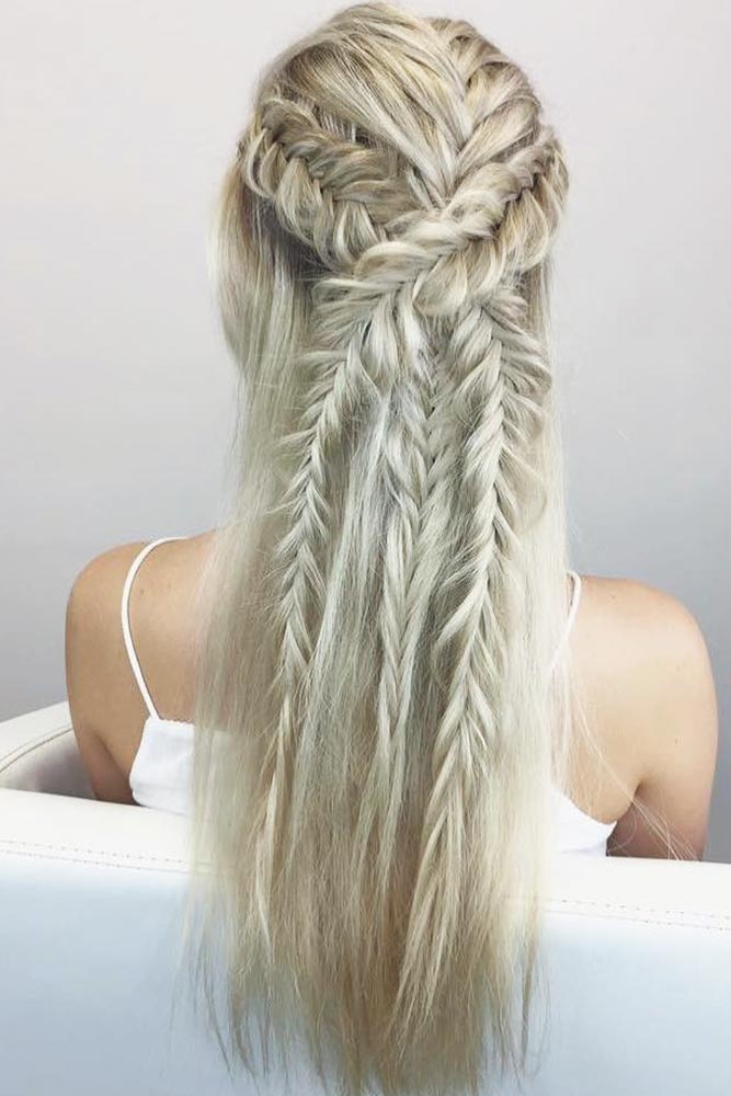 Half Up Hairstyles With Fishtail Braids #braids #halfup