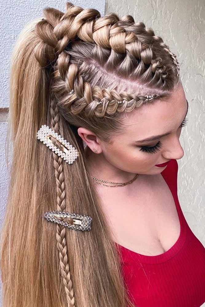 Braids Into High Pony With Bobby Pins #ponytail #highponytail #hairstyles