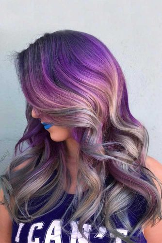 Purple Balayage with Loose Curls picture1