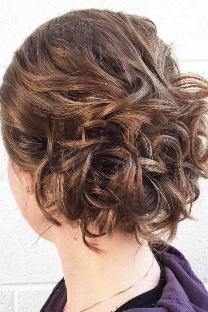Brown Updos For Short Curly Hair #updo #shorthair #hairstyles 