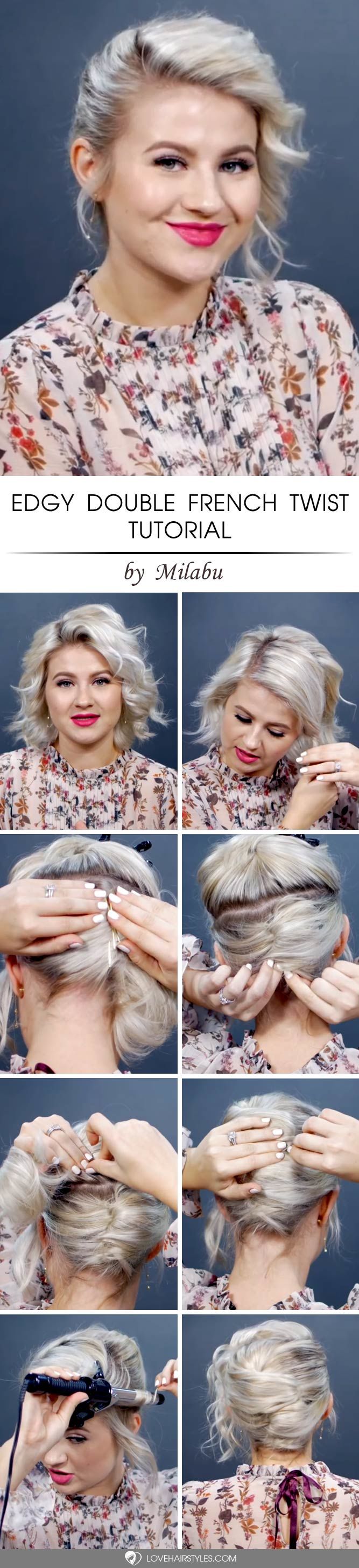 Edgy Double French Twist Tutorial #updo #hairtutorial