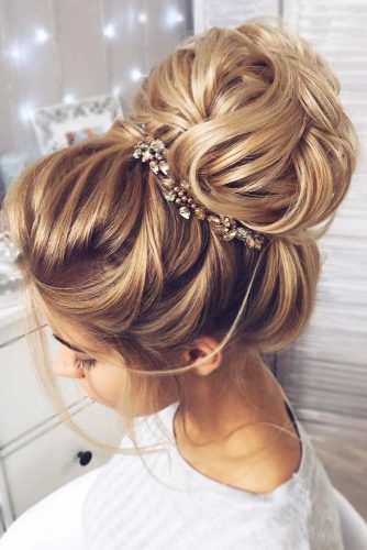 50 Updo Hairstyles Thatre So Stylish  Blonde Messy High Bun