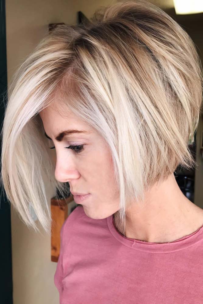 Messy Bob With Stacked V-Cut Layers #bob #layeredhair