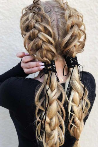 Double Dutch Braids & Ponytails Stacked #braids #dutchbraids