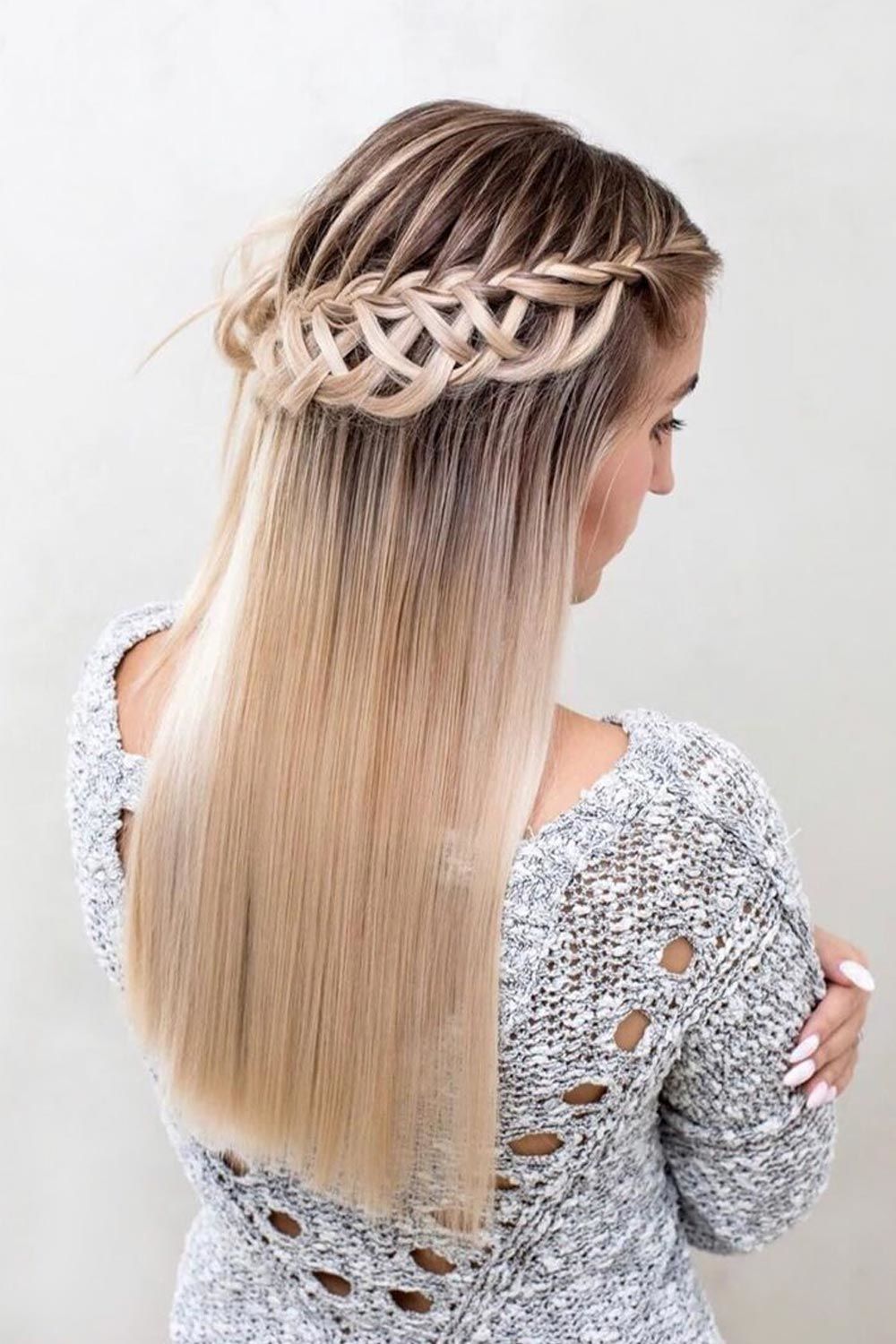 Long Blonde Hair Style With Ladder Braid