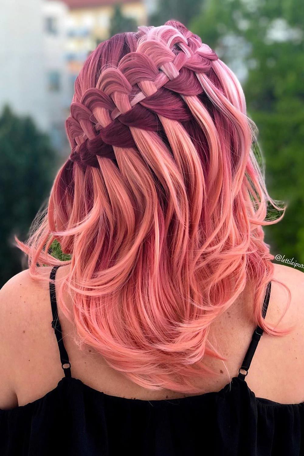 Pink Ombre Hair With Ladder Braid