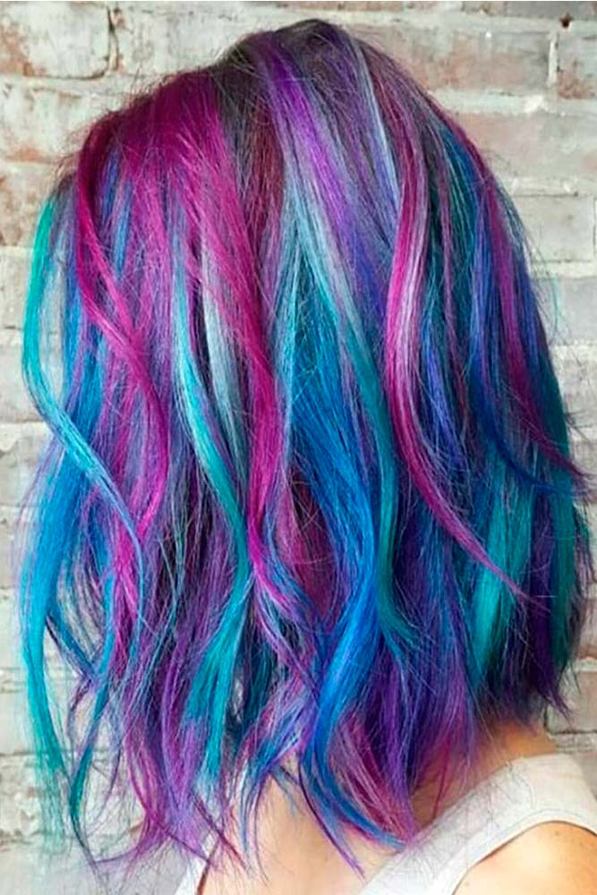 pastel blue and purple hair