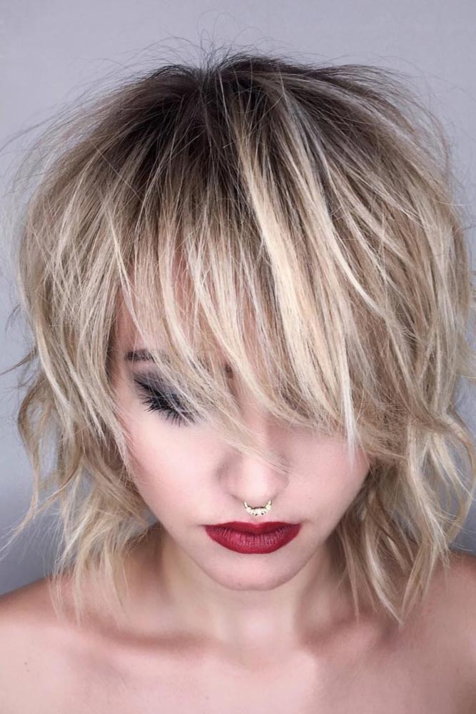 Shaggy Medium Length Hairstyles With Wispy Bangs #mediumhairstyles #hairstyles #mediumlengthhairstyles #bangs