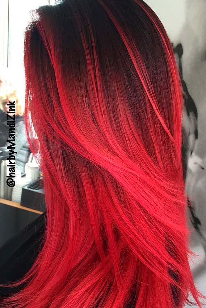 red and brown ombre hair