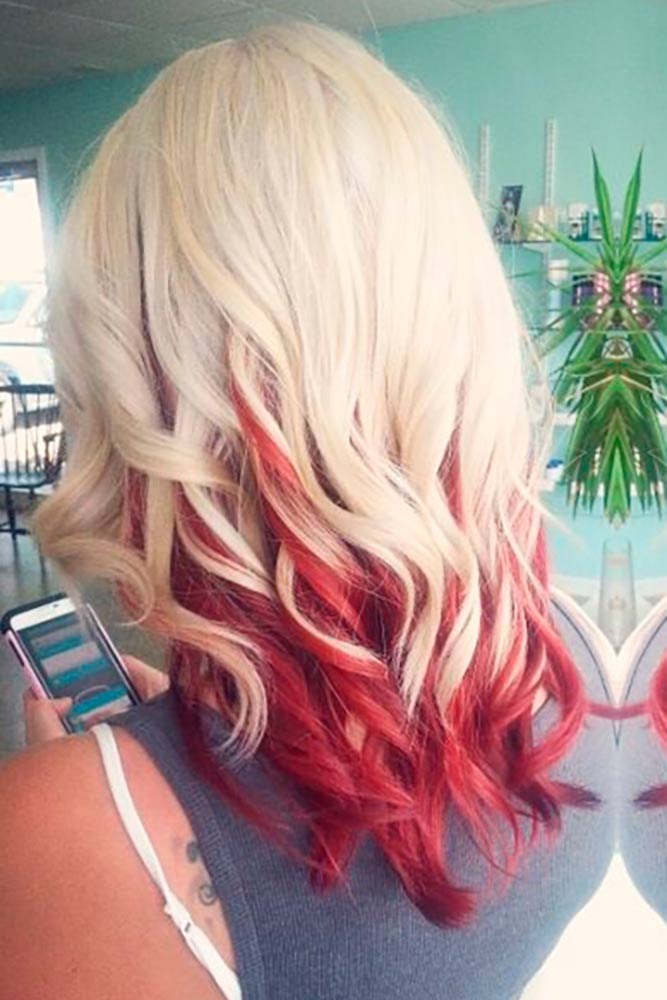 Red Ombre Hair Styles Blonde Bright Red Accents 