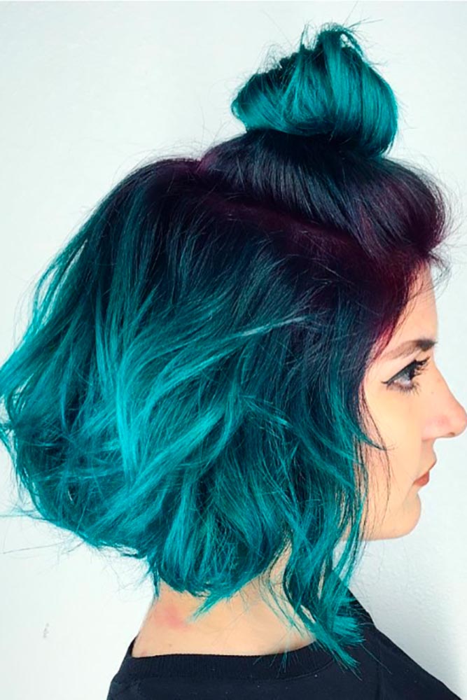 Turquoise Blue Ombre Hair For Dark Brown Or Chestnut Hair