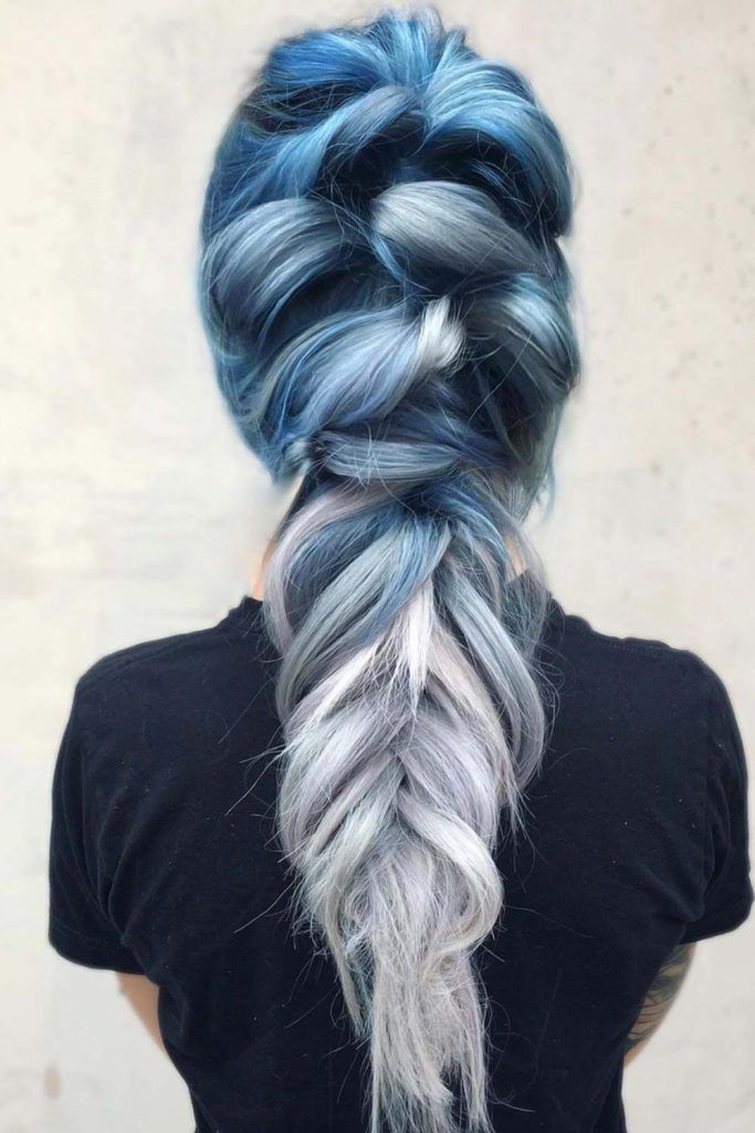 Blue To Blonde Ombre #blueombrehair #bluehair #ombrehair