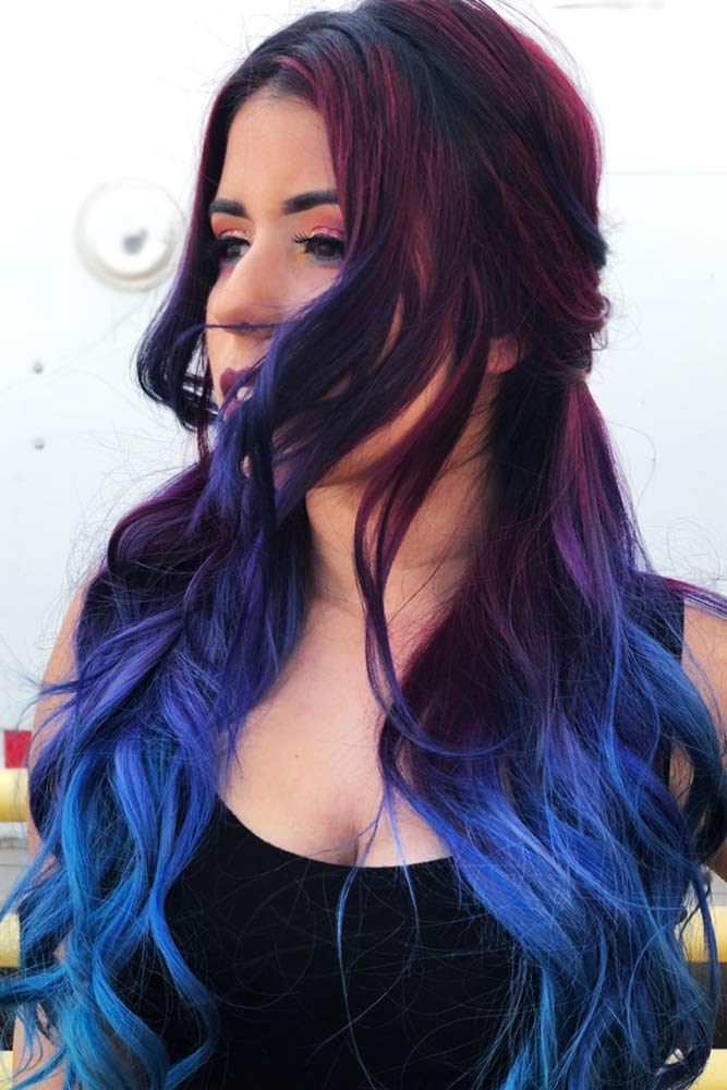 red and blue ombre hair