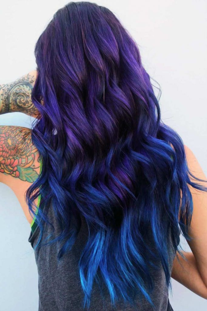 black hair with purple and blue ombre