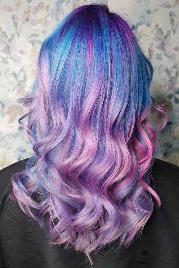 blue and pink hair tips