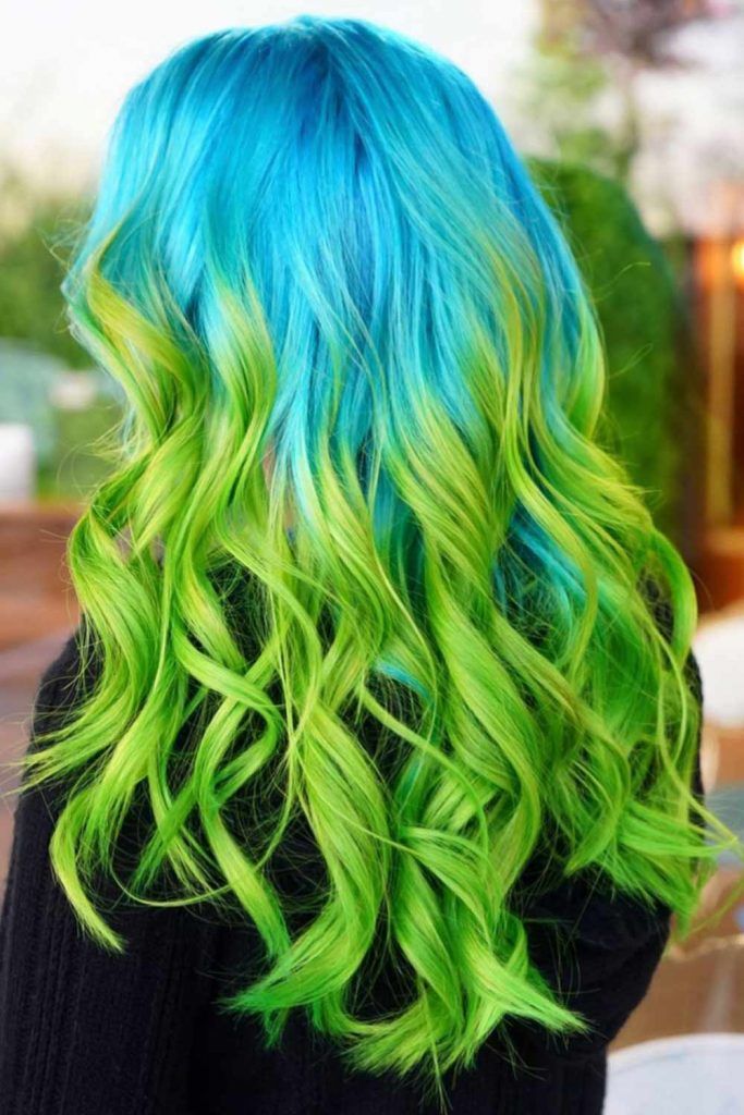 pastel green and blue hair