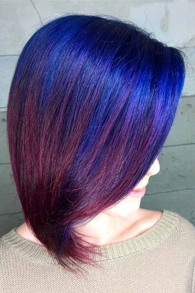 blue and red ombre hair