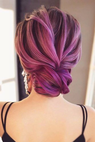 Bright Violet Low Bun #updo #mediumhair #hairstyles