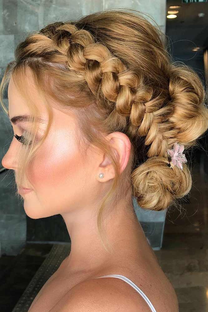 Side Braided Updo Hairstyles For Wedding #weddinghairstyles #hairstyles #updohairstyles #braids