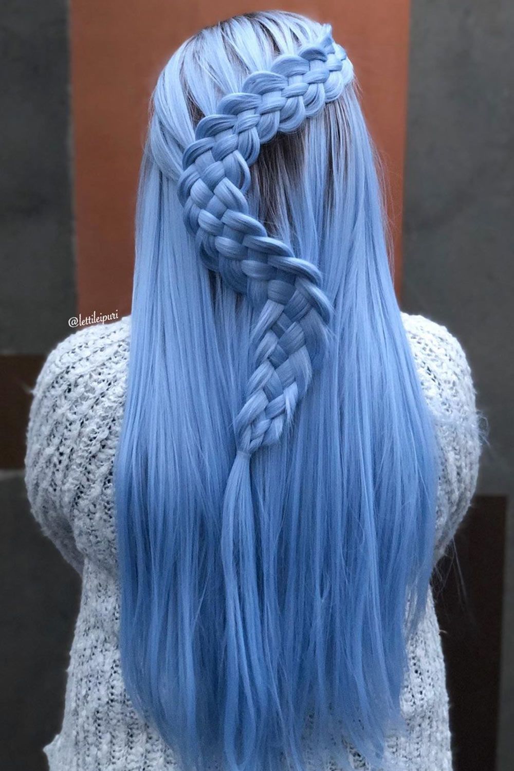 Long Blue Hair With Snake Braid