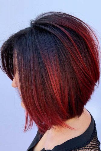 Black & Red Bob #ombre #darkhair