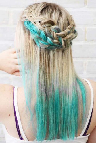 Turquoise and blonde hair