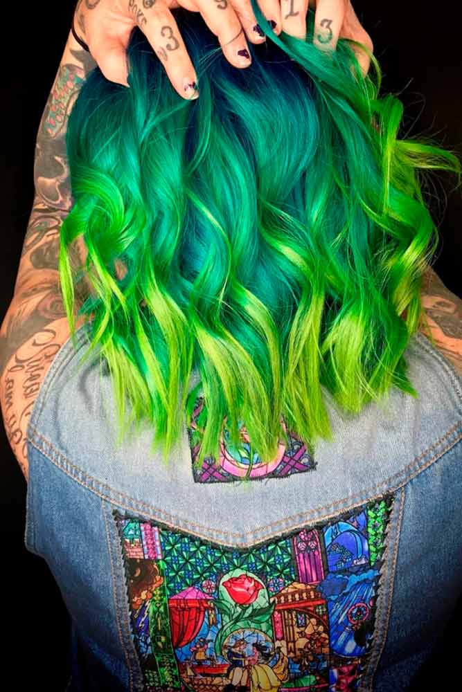 purple and green ombre hair