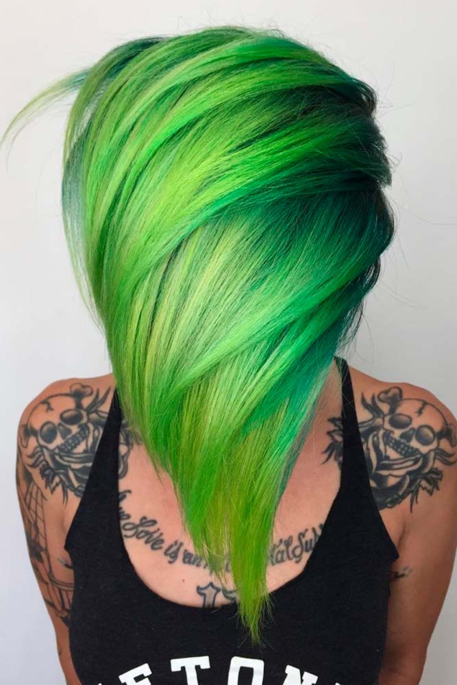 black ombre hair green