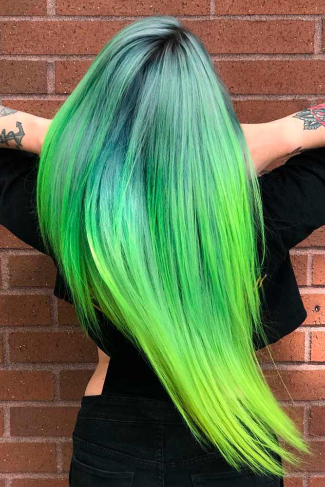Amazing Green Ombre on Long Hair picture1