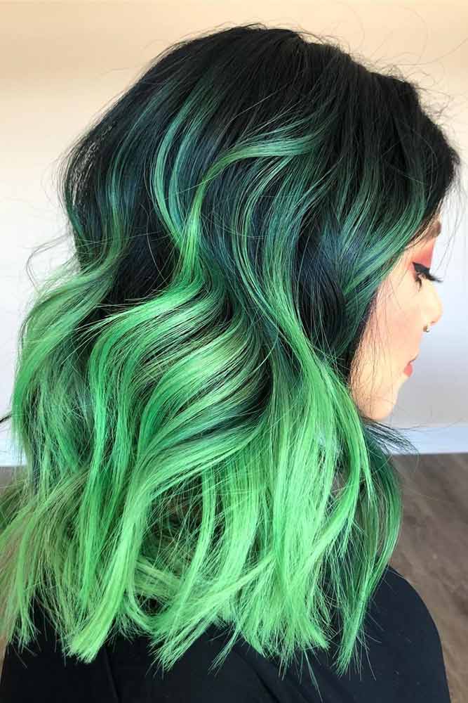 Brown Hair With Green Ombre 