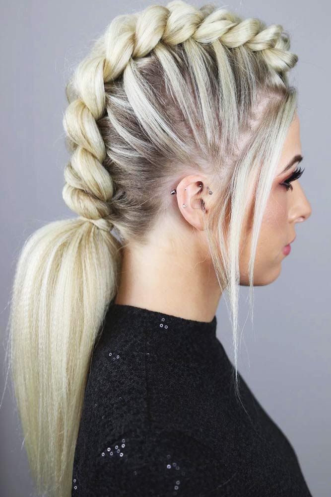 Dutch Mohawk Braided Ponytail #braids #ponytail #mohawk 