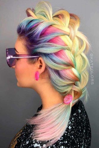 Big Colored Braid #updo #ponytails #braids
