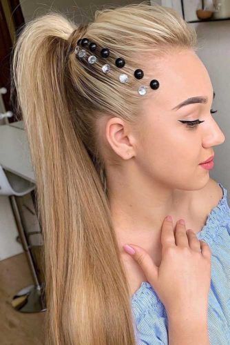 High Messy Ponytails With Accessories Blonde #ponytails #updo