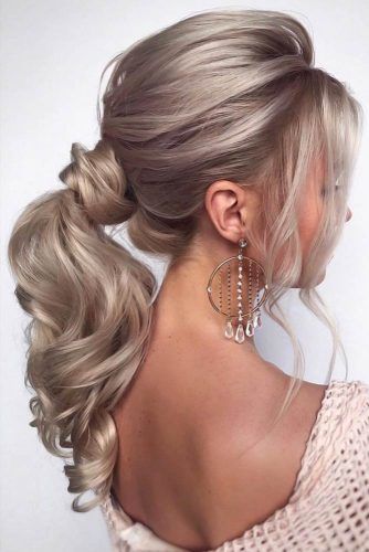 Ponytails With Bangs Wavy #ponytails #updo