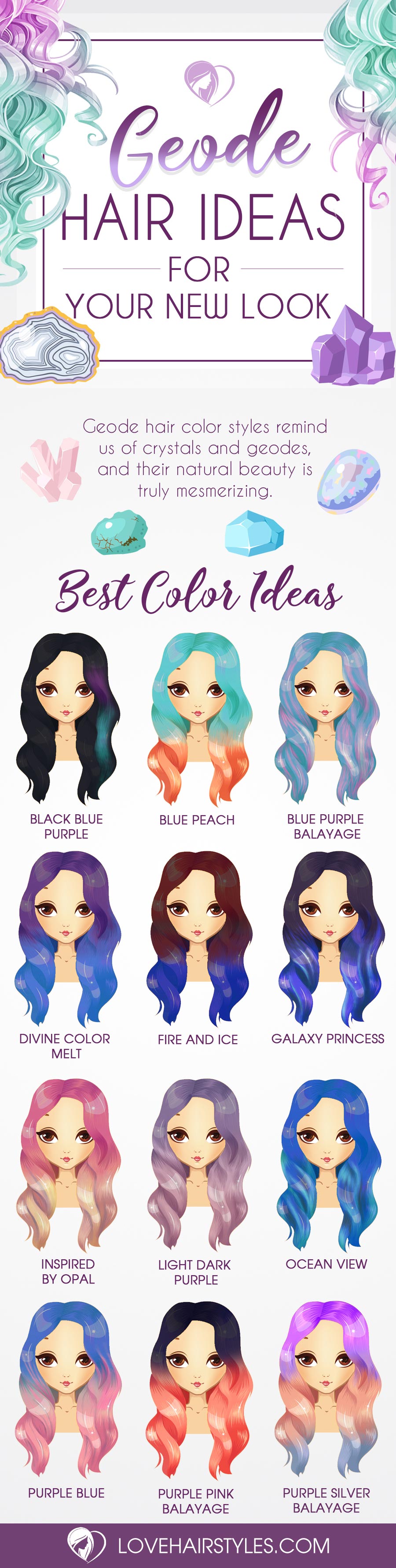 Try 18 Geode Hair Color Styles - New Trend in the World of Dyeing