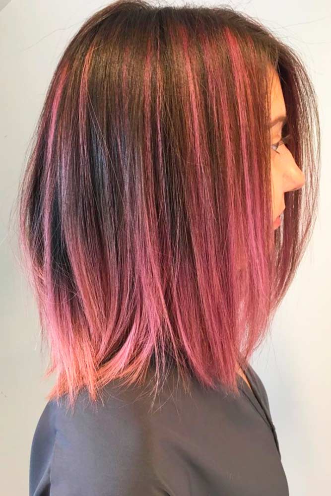 dark hair with hot pink tips