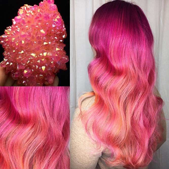 Pink Angel Aura Quartz #geodehaircolor #haircolor #crystalhair