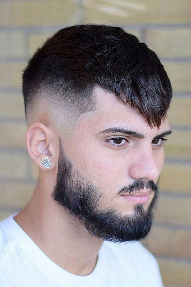 Corte de cabelo com franja angular estilo barba limpa #penteadosdehomens #penteados