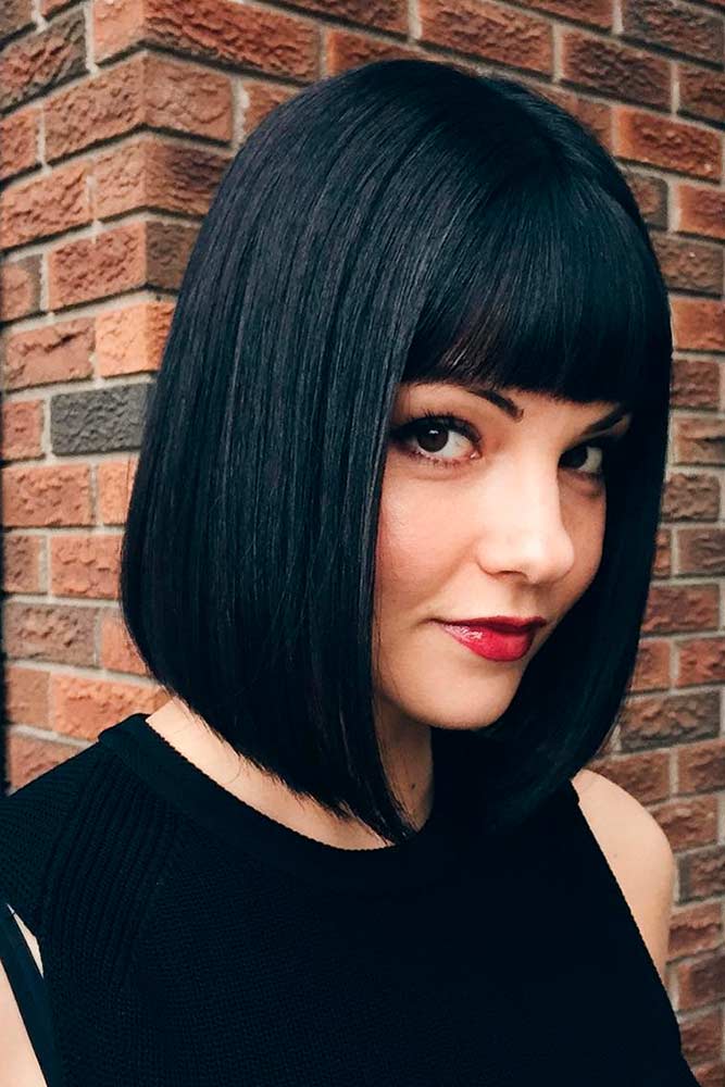 Brunette Bob Hair Cuts with Bang