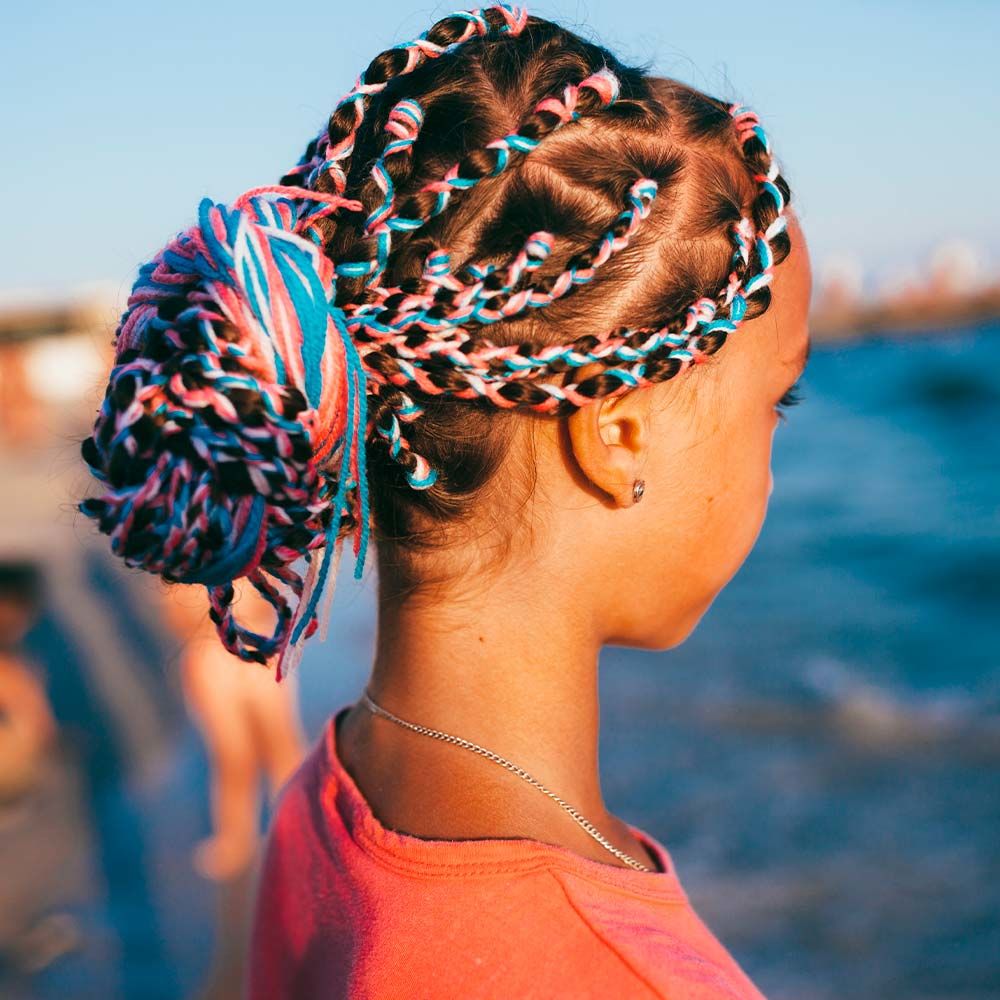 Bright Braided Bun Style