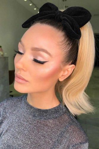 Simple Sleek Ponytails Bow #updo