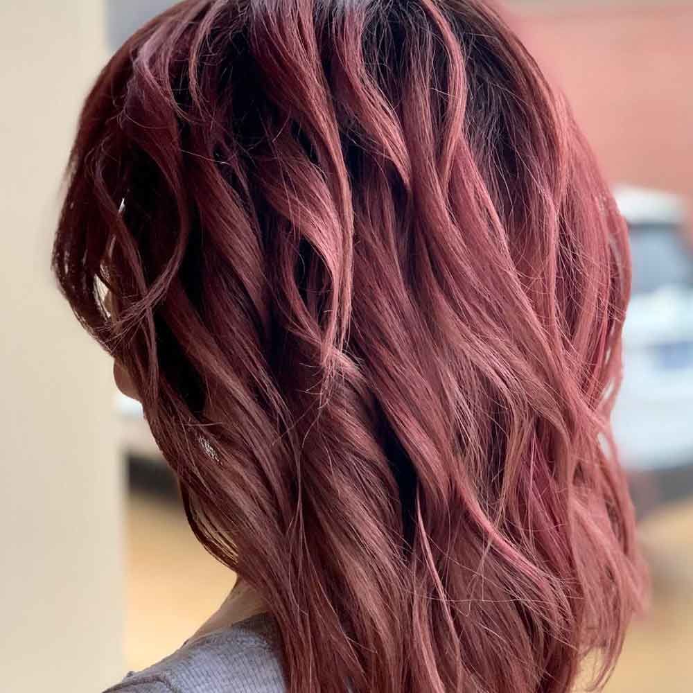 Shoulder Length Hair In A Chocolate Lilac Color