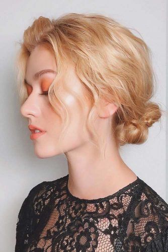 Buns With Long Bangs Wavy #updo