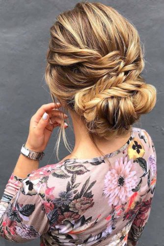 Braids Into Low Bun Updos Twist #updo #braids #bun