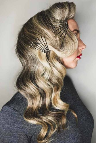 Hairstyles With Pins Hollywood Styling #wavyhair #pins