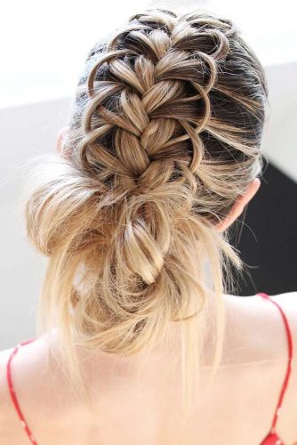 Low Messy Updos Loop Braid #braids #updo