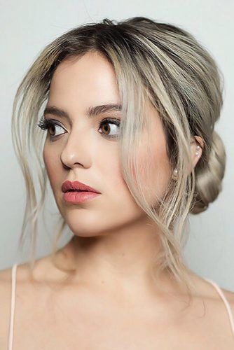 Low Buns With Long Bangs #updo